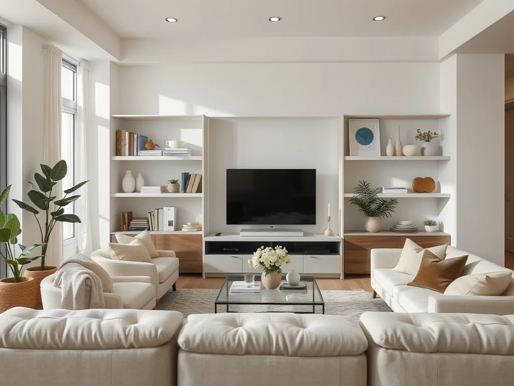 Ryddeligt og roligt hjem med organiserede hylder